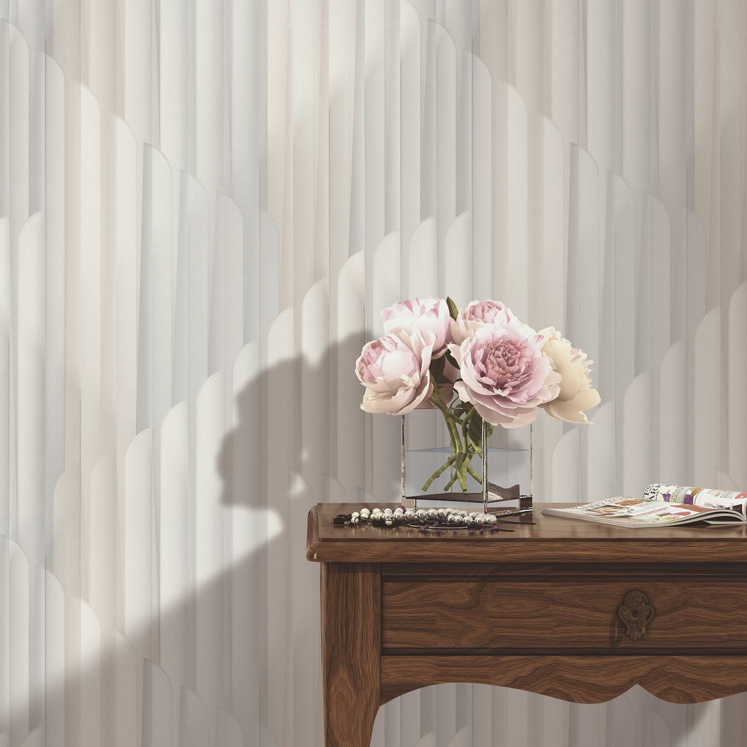 Обои с полосатым графическим рисунком, ERISMANN, светло-серый/кремовый - 3775133