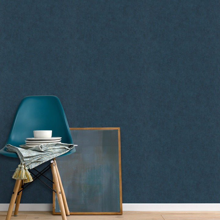 Vienkrāsainas tapetes ERISMANN ar elegantu spīdumu, tumši zilā - 3775427