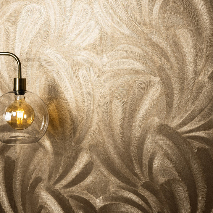 Обои с элегантными и слегка глянцевыми листьями, золото - 3776116