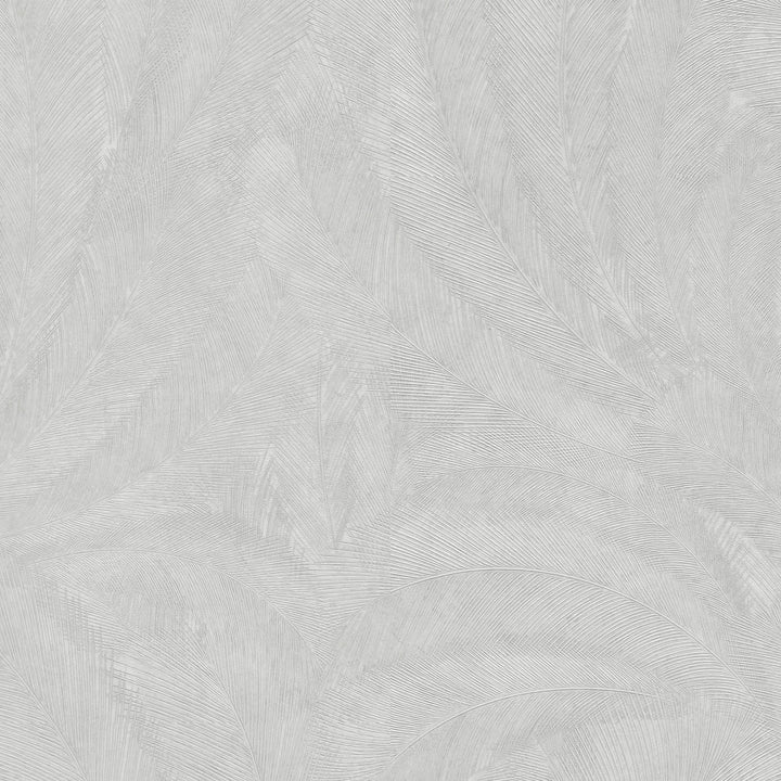 Wallpaper with elegant and slightly glossy leaves, light grey - 3776117