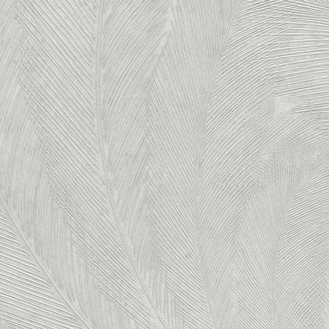 Wallpaper with elegant and slightly glossy leaves, light grey - 3776117