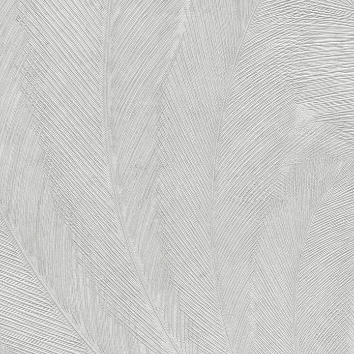 Wallpaper with elegant and slightly glossy leaves, light grey - 3776117