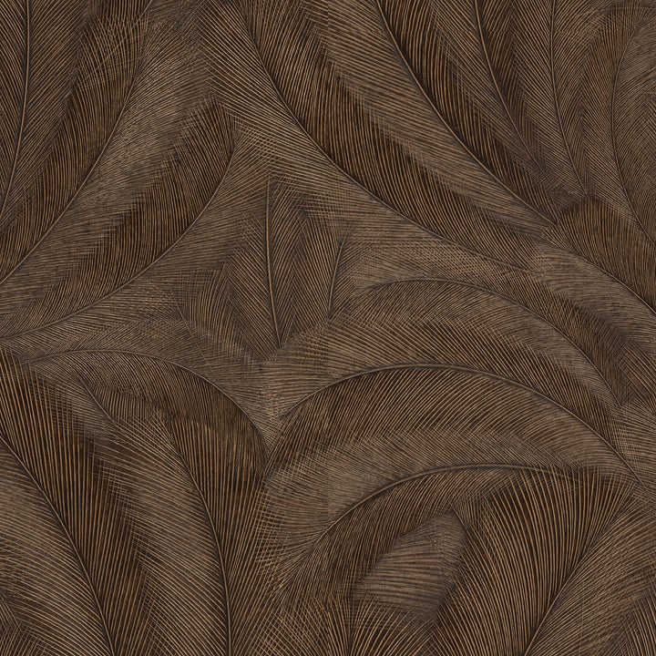 Wallpaper with elegant and slightly glossy leaves in copper - 3776140