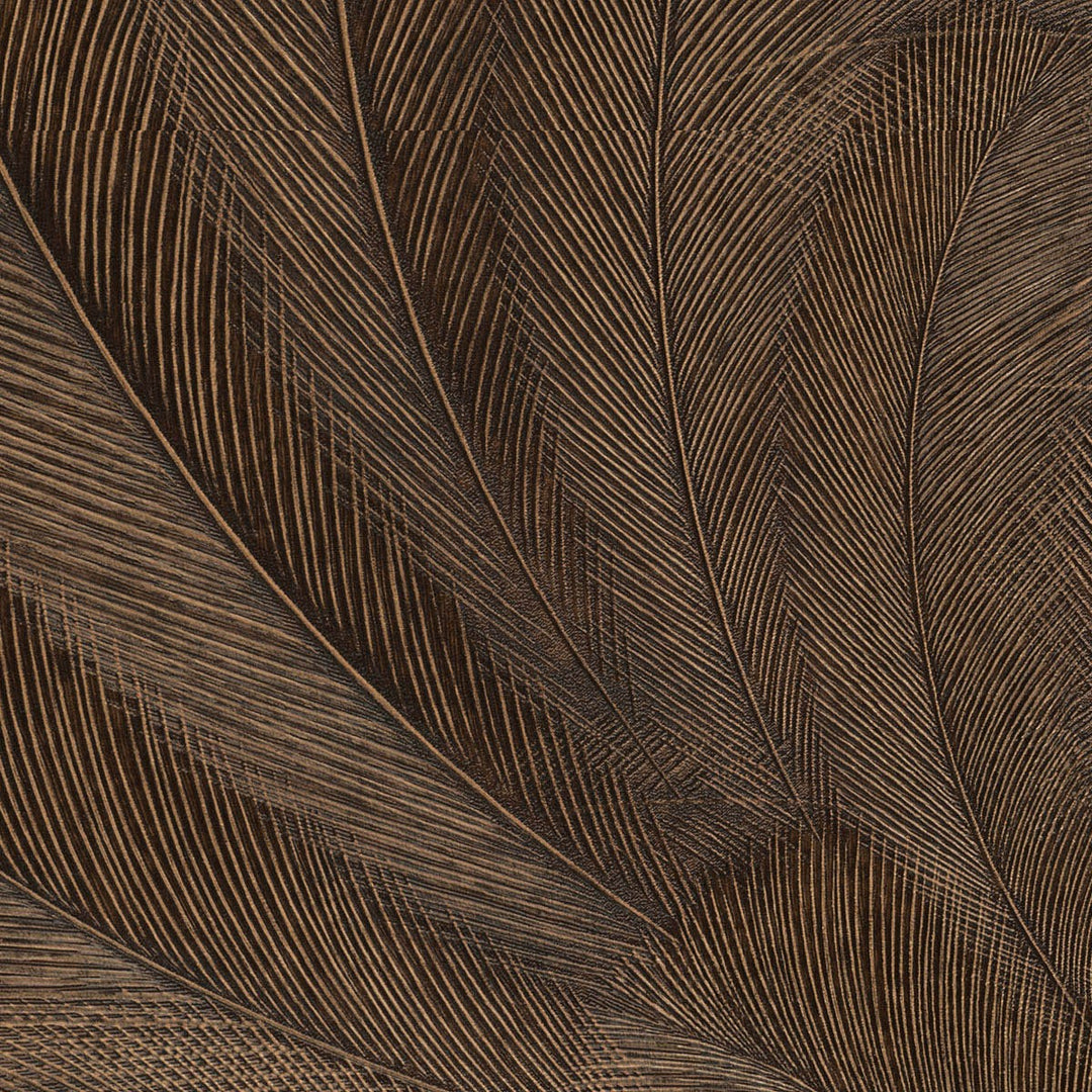 Wallpaper with elegant and slightly glossy leaves in copper - 3776140