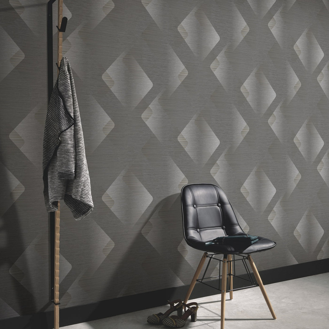 Helkiva efektiga ja peente joontega tapeet, tumehall - 3776613