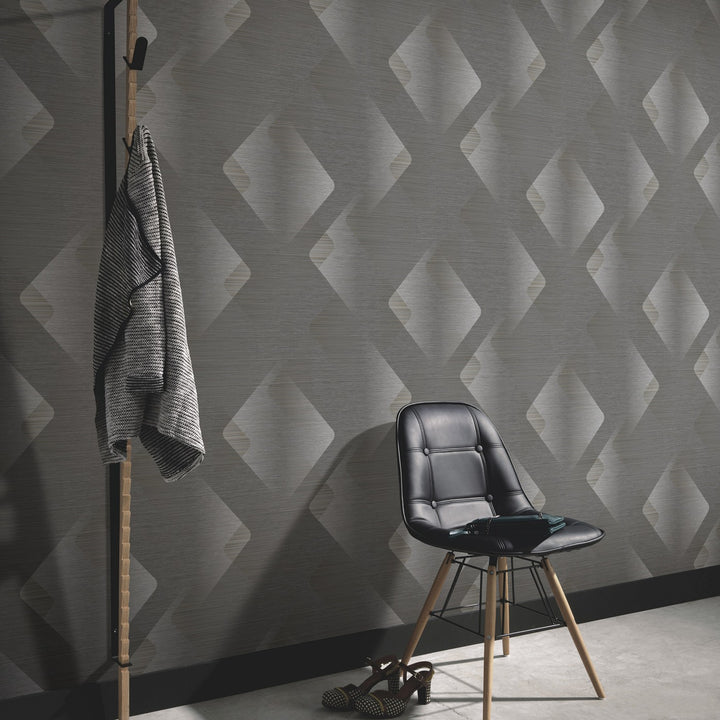 Helkiva efektiga ja peente joontega tapeet, tumehall - 3776613