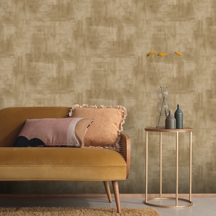 Tapetes minimālistiskā stilā ar smalku spīduma efektu, zeltā krāsā - 3776736