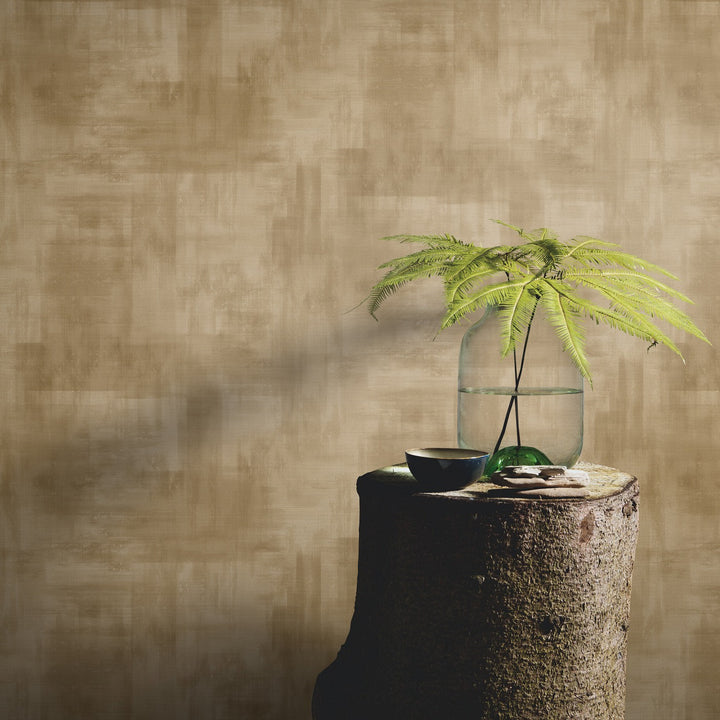 Tapetes minimālistiskā stilā ar smalku spīduma efektu, zeltā krāsā - 3776736