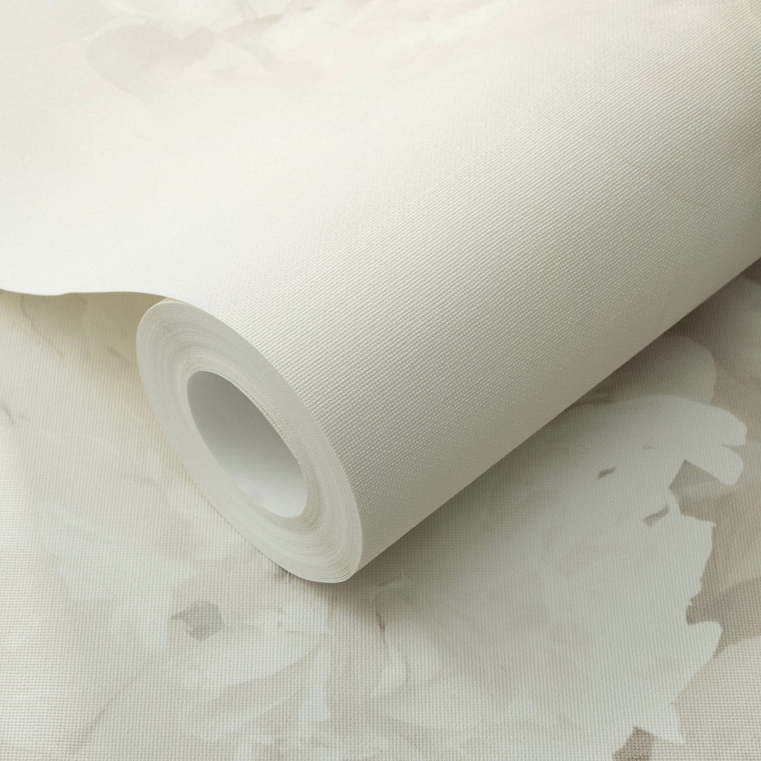 Romanttinen tapetti, jossa on herkkiä kukkamuotoja, kerma - 4005246