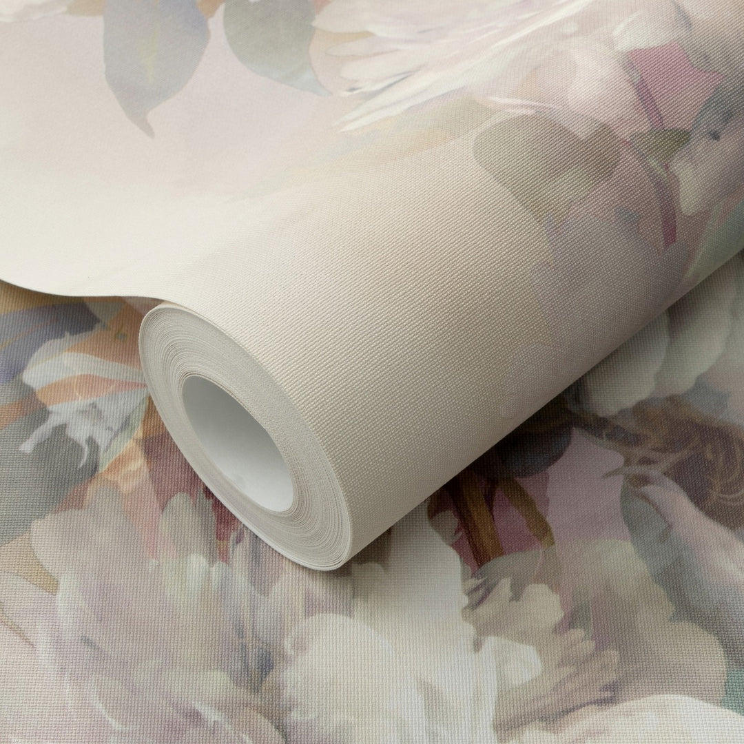 Romantiskas tapetes ar maigām ziedu formām, roza/zaļa/violeta - 4005255