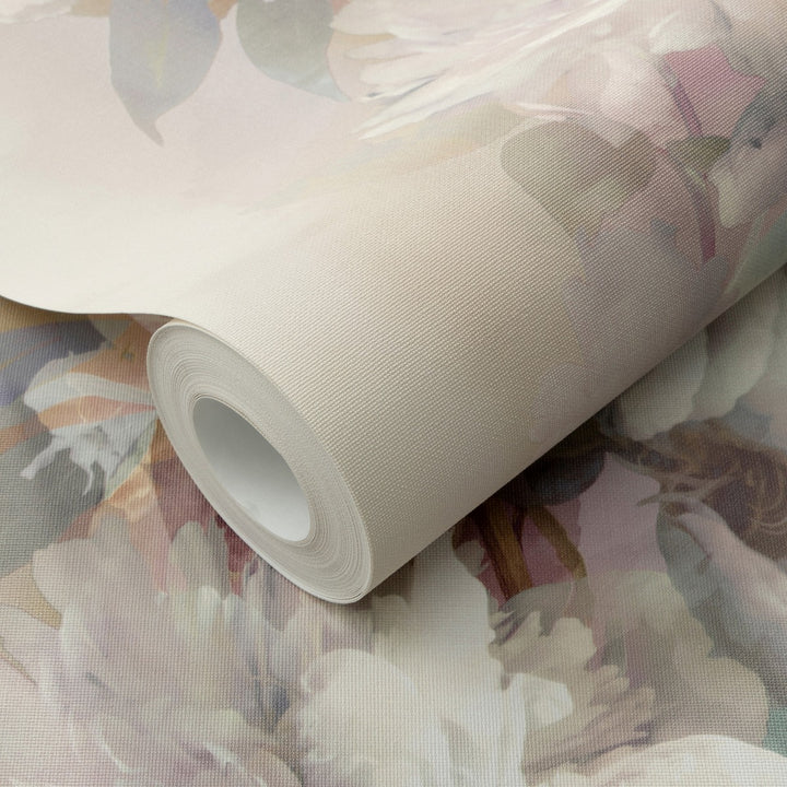 Romantiskas tapetes ar maigām ziedu formām, roza/zaļa/violeta - 4005255