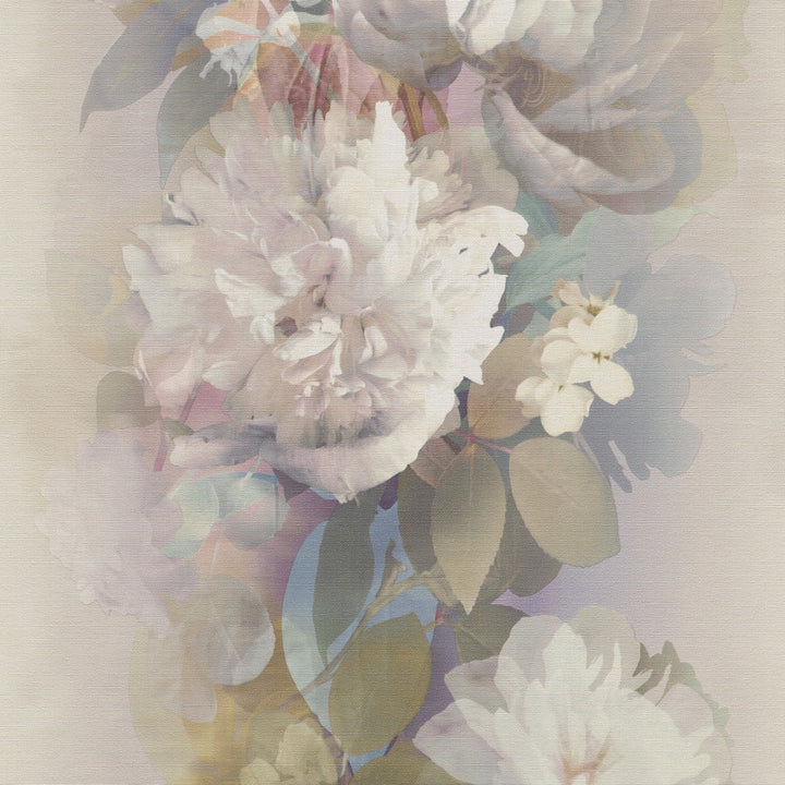 Romantiskas tapetes ar maigām ziedu formām, roza/zaļa/violeta - 4005255