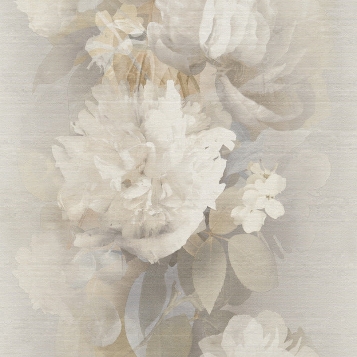 Romantic wallpaper with delicate floral shapes, brown/beige/ taupe - 4005311