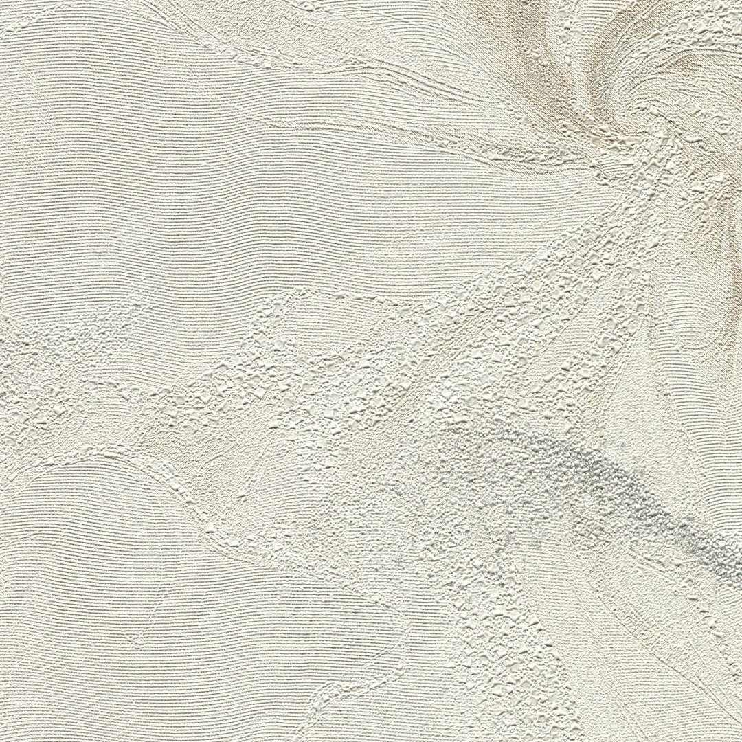Wallpaper with organic marble swirls and shiny effect, cream - 4005426