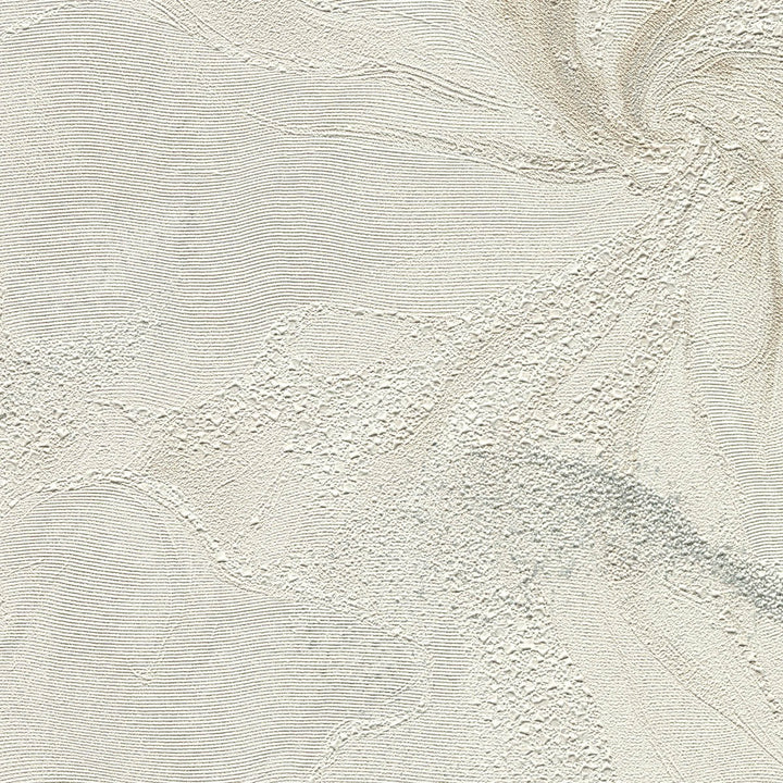 Wallpaper with organic marble swirls and shiny effect, cream - 4005426
