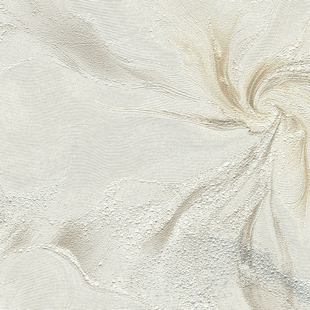 Wallpaper with organic marble swirls and shimmer effect, beige/ taupe/cream - 4005456