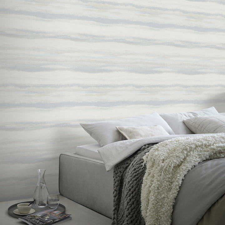 Обои с тонкой волнистой текстурой в светло-голубых/серых тонах - 4005627