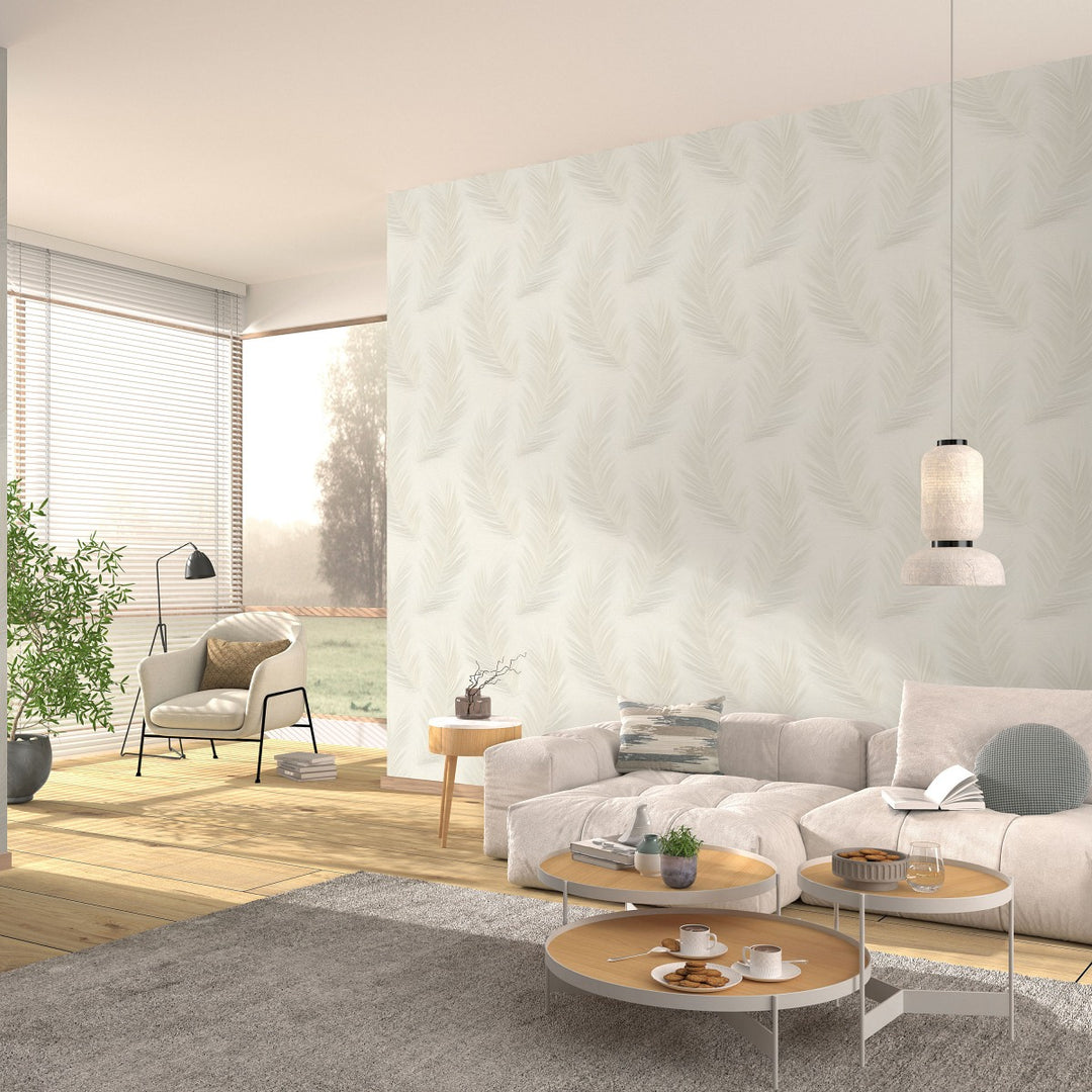 Wallpaper with large leaves, ERISMANN, cream - 4005722