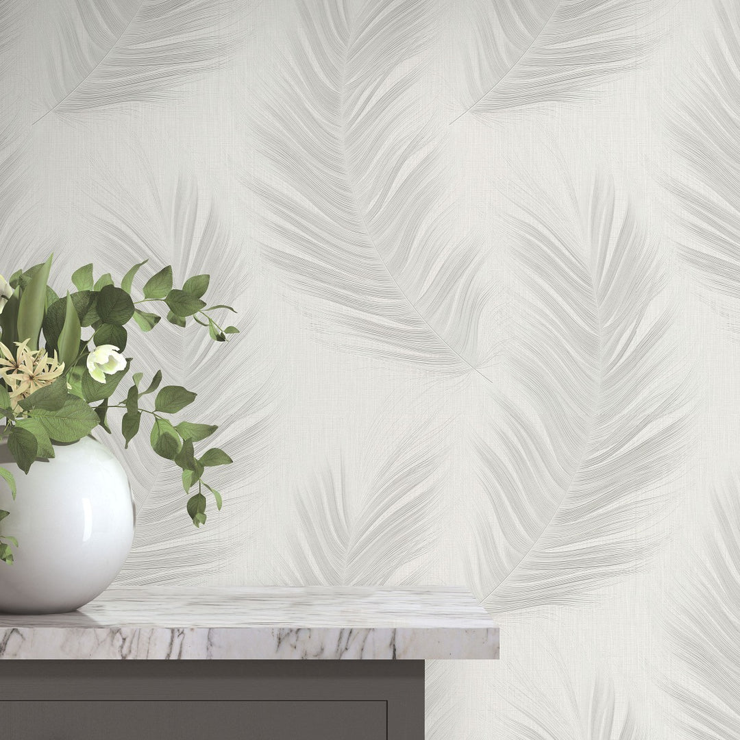 Wallpaper with large leaves, ERISMANN, light grey - 4005757