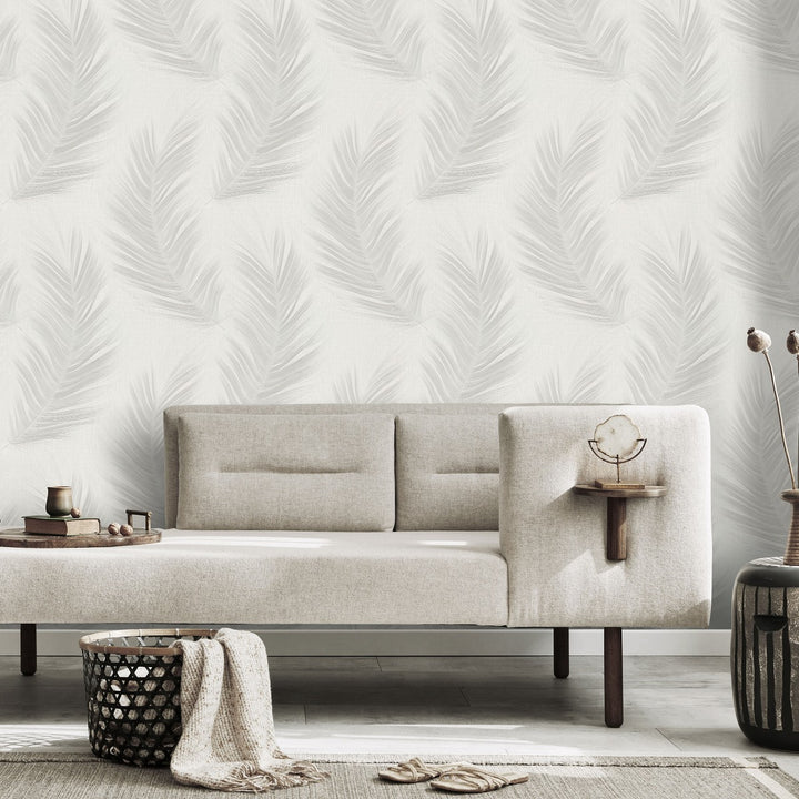 Wallpaper with large leaves, ERISMANN, light grey - 4005757