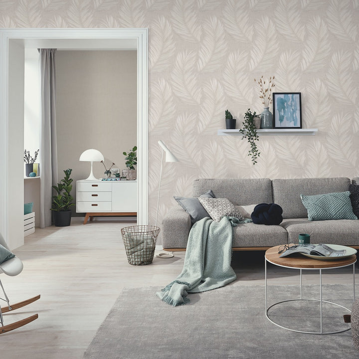 Обои с крупными листьями, ERISMANN, тауп - 4005765