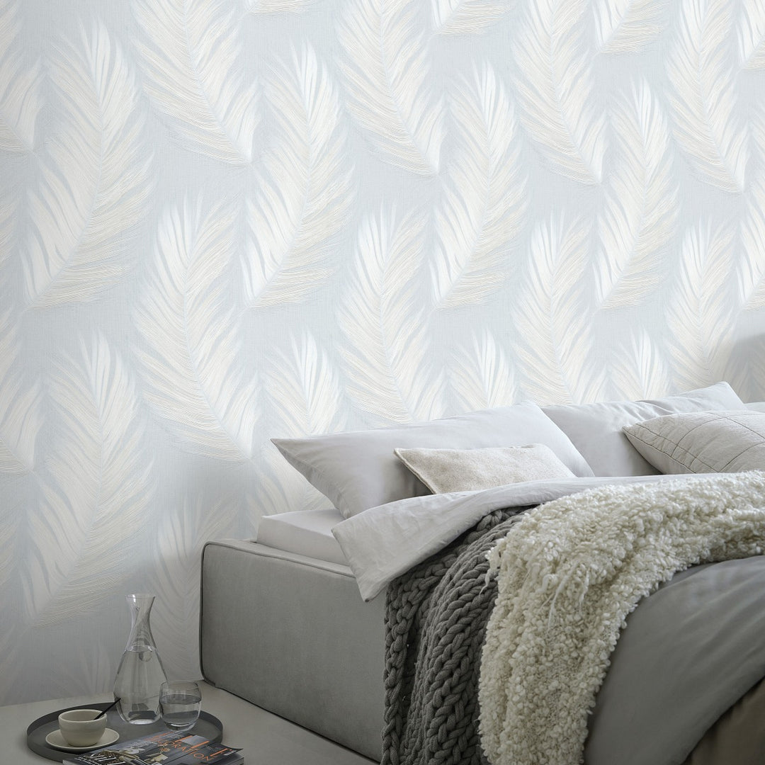 Tapetes ar lielām lapām, ERISMANN, gaiši zilā un baltā krāsā  - 4005773