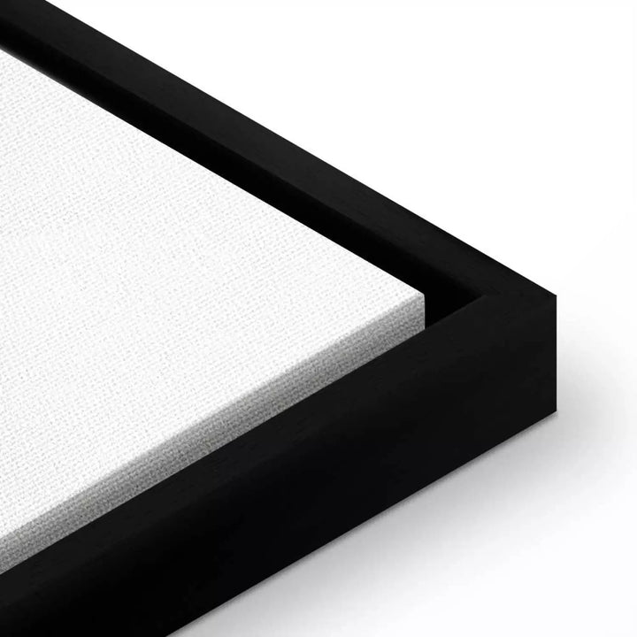 Painting in black wooden frame - abstract blue poppies, 131974