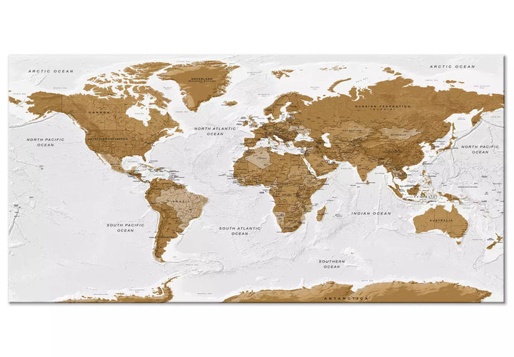 Lielformāta glezna - Politiskā pasaules karte ar valstīm uz gaiša fona, 132356