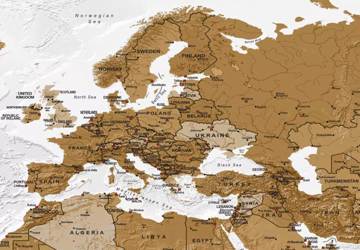 Lielformāta glezna - Politiskā pasaules karte ar valstīm uz gaiša fona, 132356