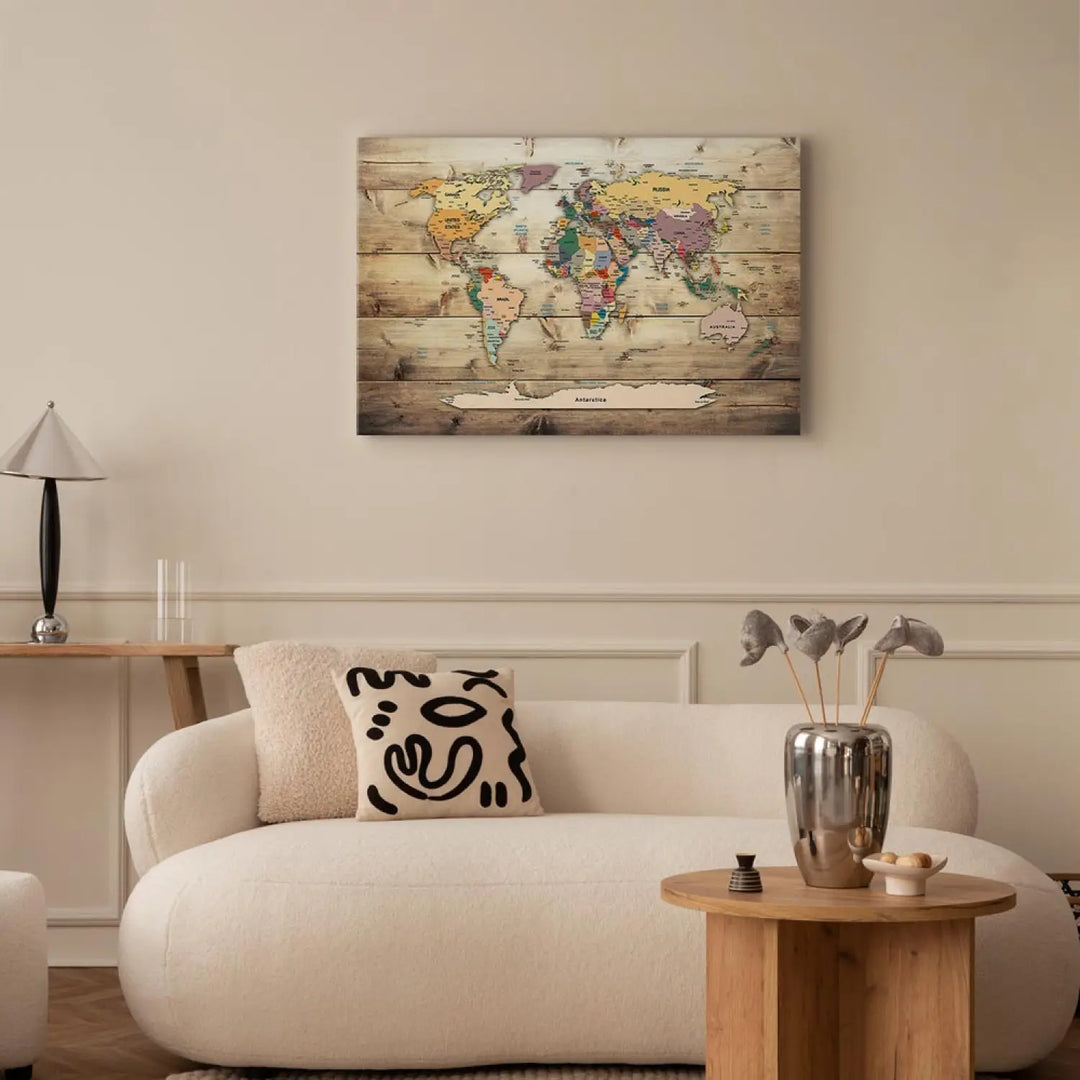 Paveikslai ant drobės Pasaulio žemėlapis: spalvoti žemynai