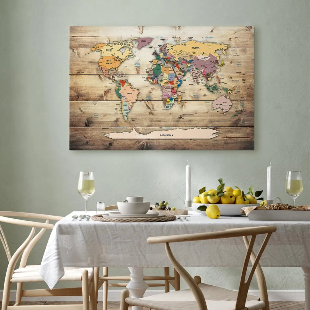 Paveikslai ant drobės Pasaulio žemėlapis: spalvoti žemynai