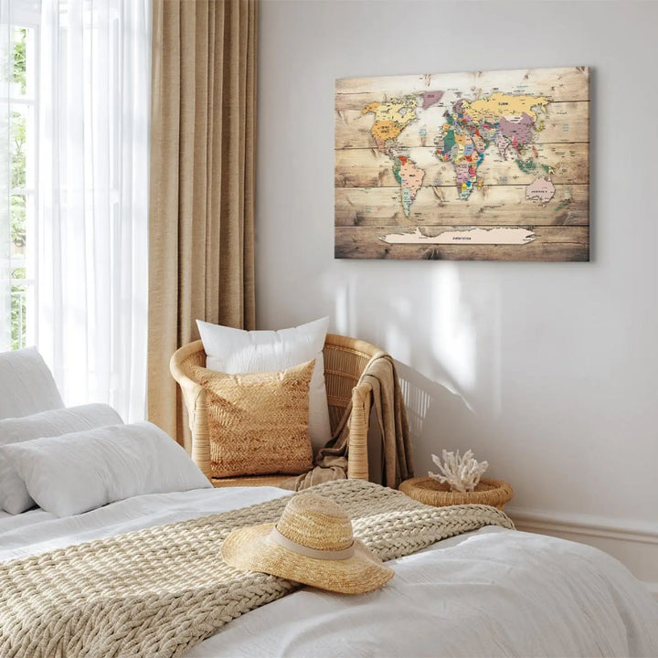 Paveikslai ant drobės Pasaulio žemėlapis: spalvoti žemynai