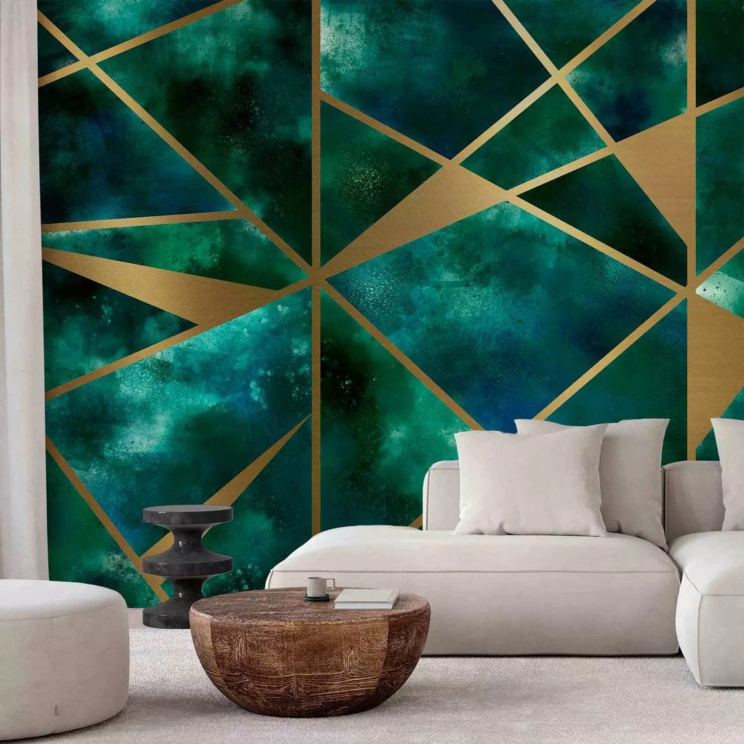 Fototapeet geomeetriliste abstraktsioonidega türkiis ja kuld, 146376