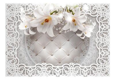 250x175 cm Fototapetes ar baltām lilijām uz eleganta fona - 108096 G-ART