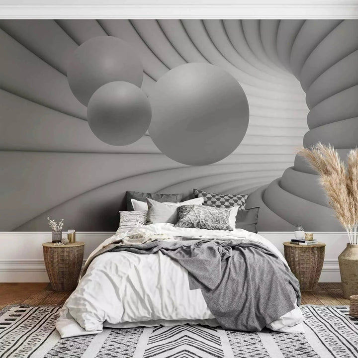 350x256, 3D fototapetes pelēkos toņos - Pelēkā tunelī, 🚀ātra piegāde Tapetenshop.lv