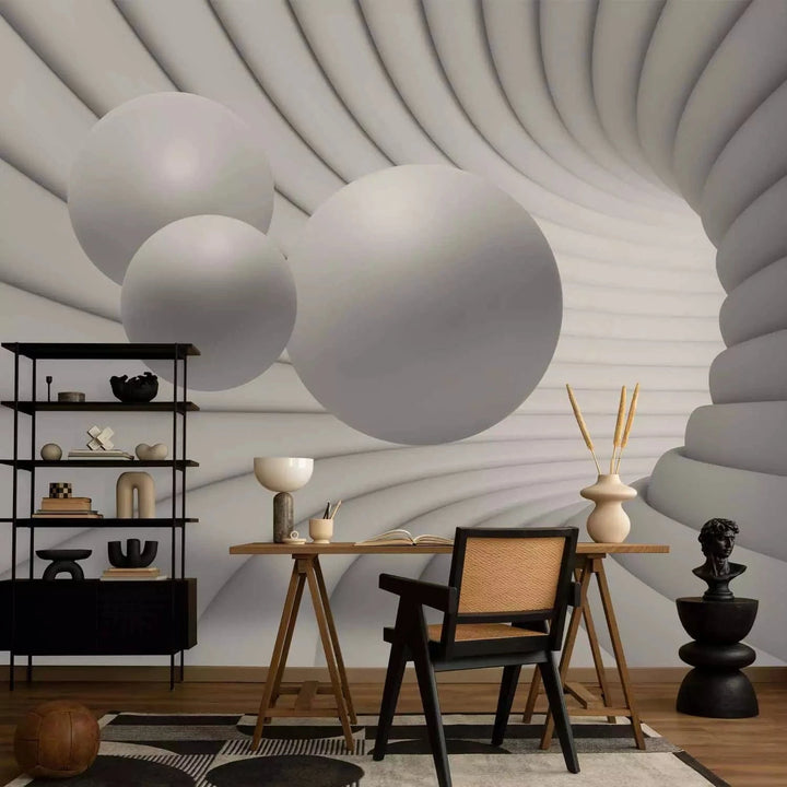350x256, 3D fototapetes pelēkos toņos - Pelēkā tunelī, 🚀ātra piegāde Tapetenshop.lv