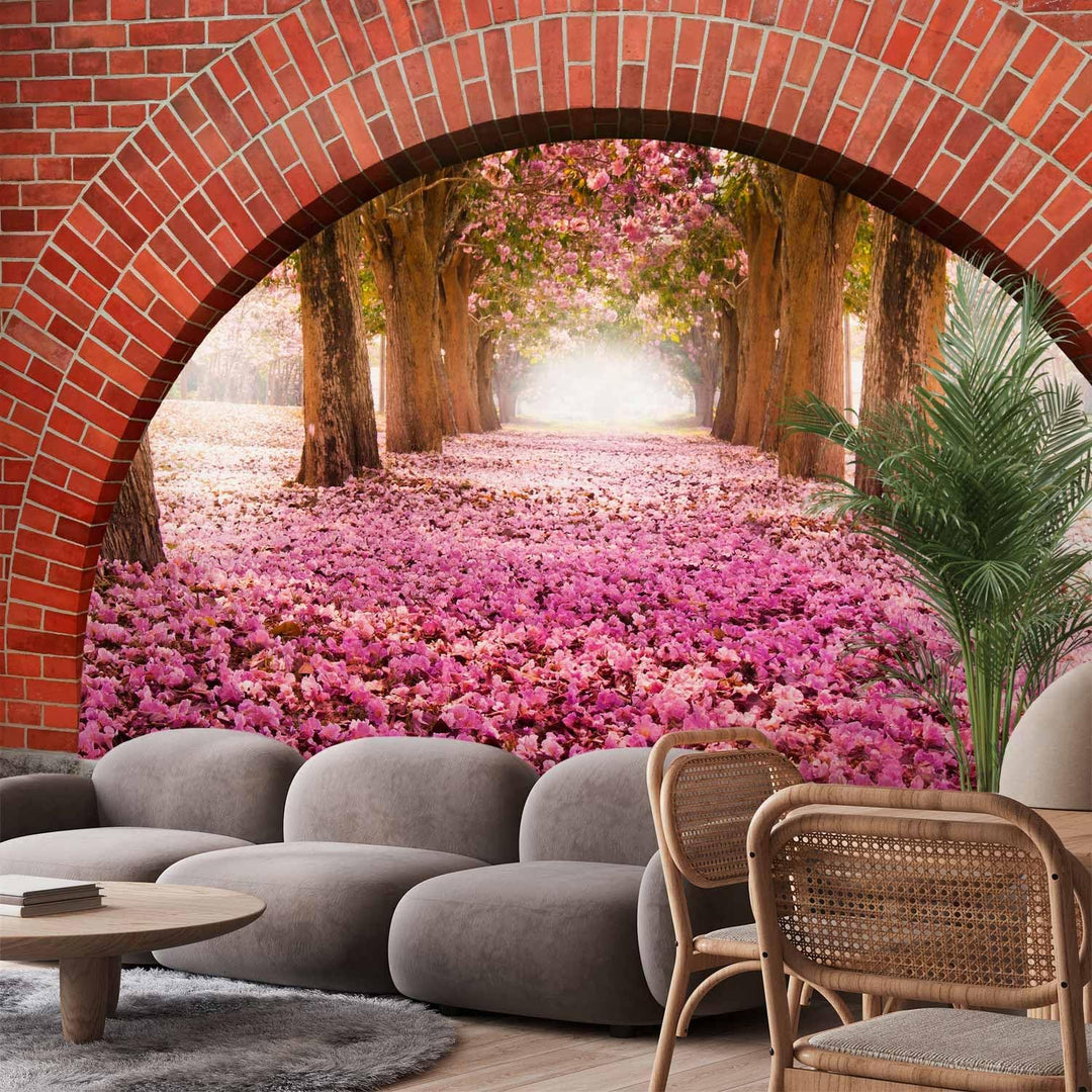 Fototapete Arka un Rozā Ziedlapiņas | 3D Parks | Romantisks Dekors G-ART