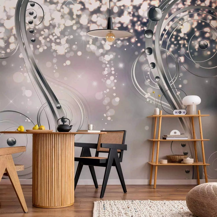 3D fototapetes - abstrakcija - smalki ornamenti uz gaiši pelēka fona Tapetenshop.lv