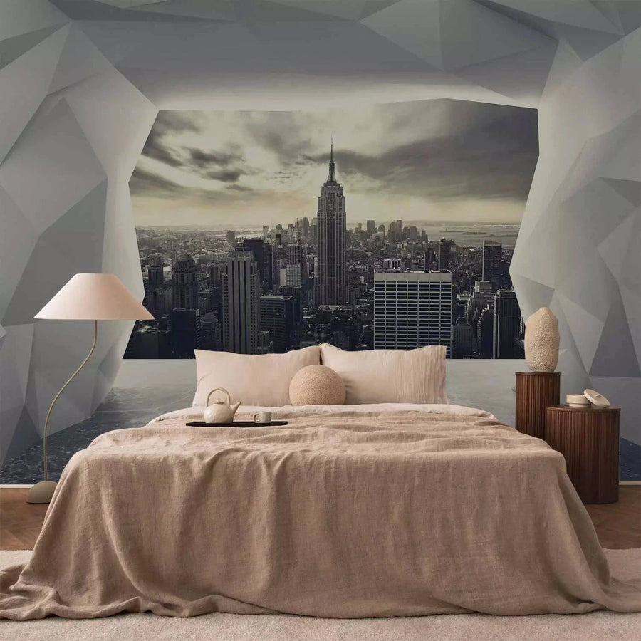 3D fototapetes ar Ņujorku pelēkos toņos - Vakaras laiks, 66245 Tapetenshop.lv