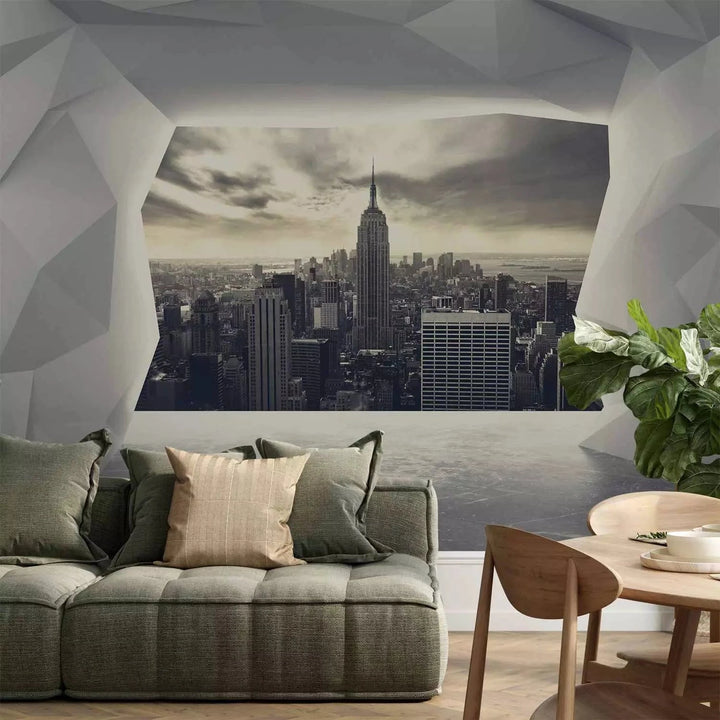 3D fototapetes ar Ņujorku pelēkos toņos - Vakaras laiks, 66245 Tapetenshop.lv
