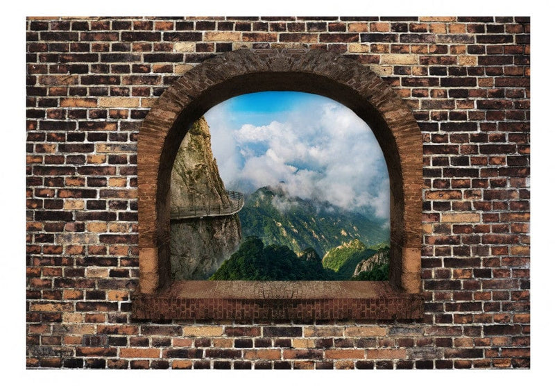 3D fototapetes ar perspektīvu 97954 Akmens logs: kalni G-ART