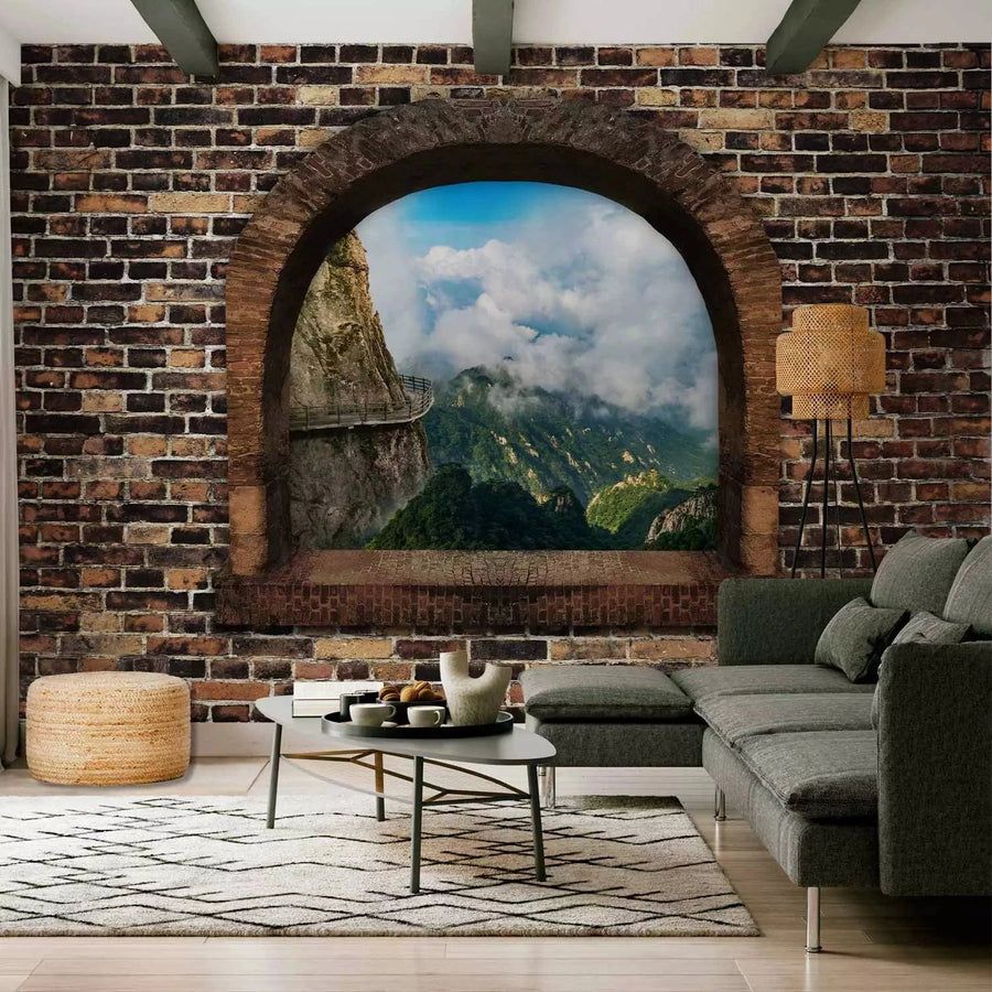 3D fototapetes ar perspektīvu - Akmens logs: kalni, 97954 Tapetenshop.lv