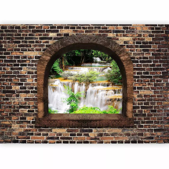 3D fototapetes ar perspektīvu - Akmens logs: ūdenskritums, 97953 Tapetenshop.lv