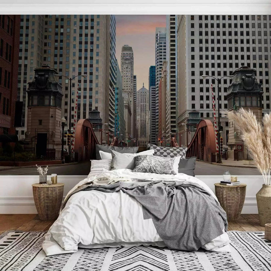 3D fototapetes ar perspektīvu - Čikāgas ielas, 97225 Tapetenshop.lv