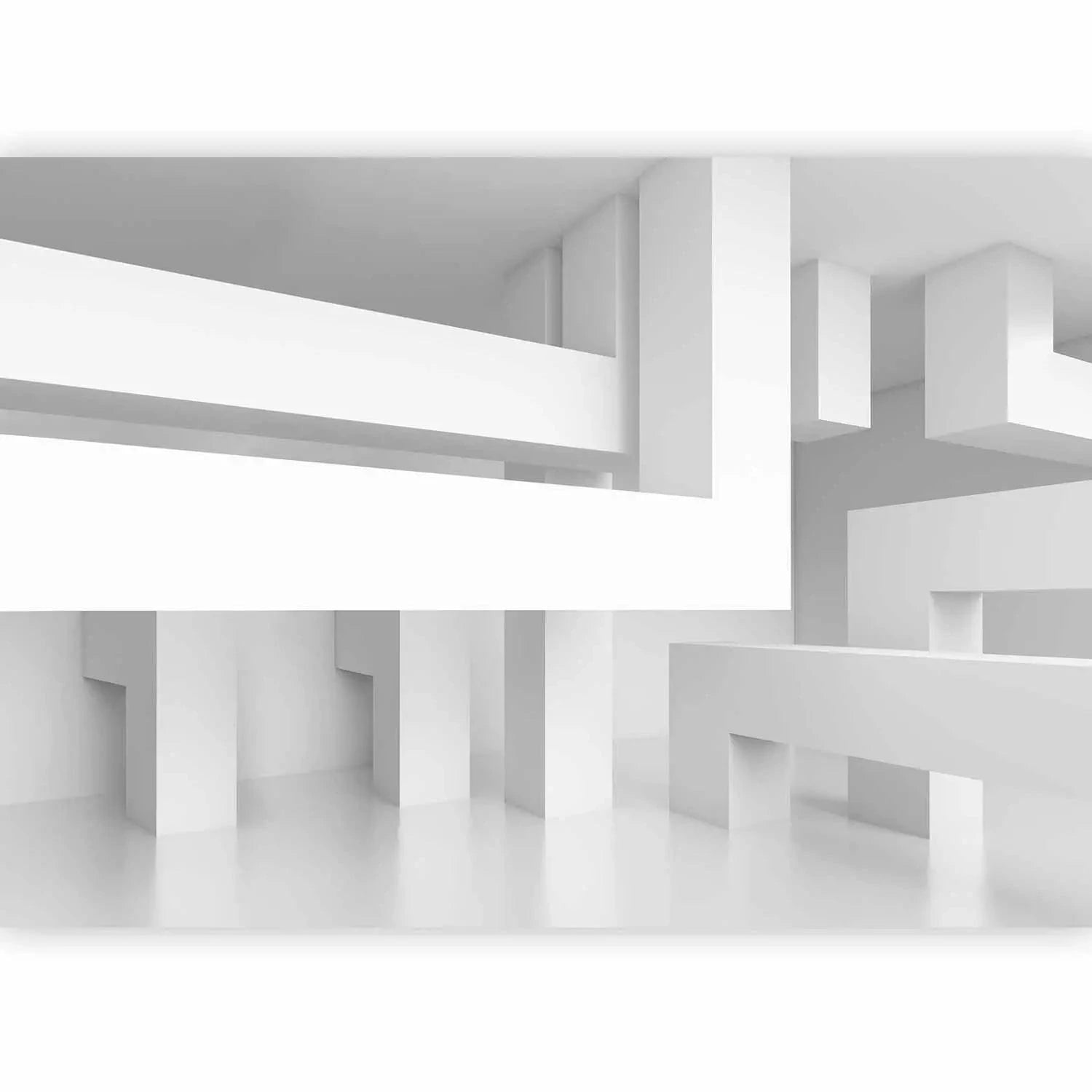 3D fototapetes ar perspektīvu - Futūristisks labirints baltā krāsā, 96858 Tapetenshop.lv