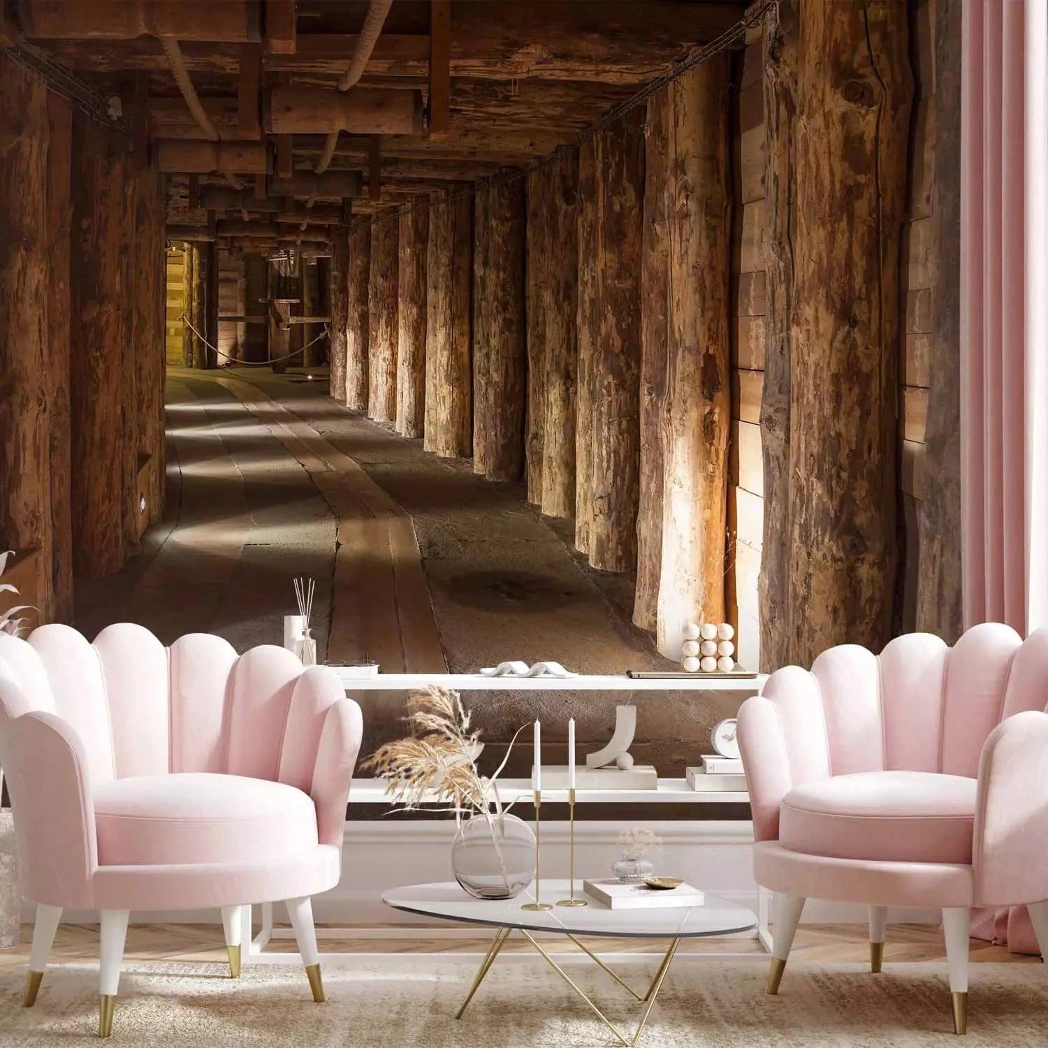 3D fototapetes ar perspektīvu - Koka pasāža, 59787 Tapetenshop.lv