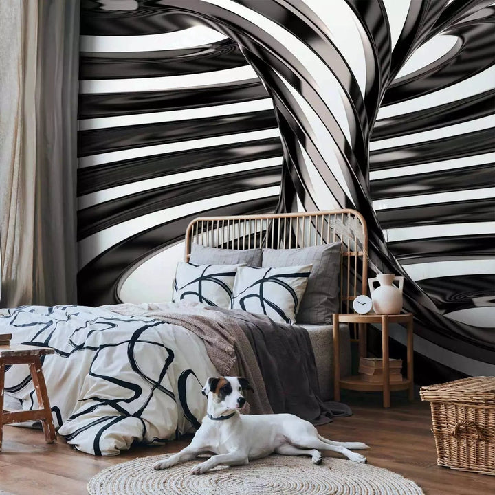 3D fototapetes ar perspektīvu - Melnbalts virpulis, 97058 Tapetenshop.lv