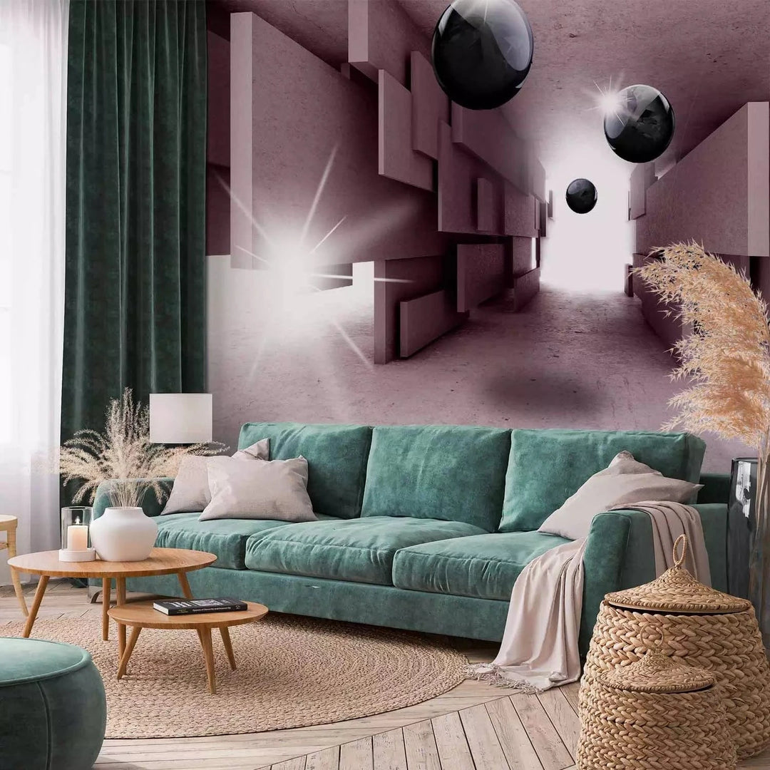 3D fototapetes - Ģeometrisks tunelis (violetos toņos), 65681 Tapetenshop.lv