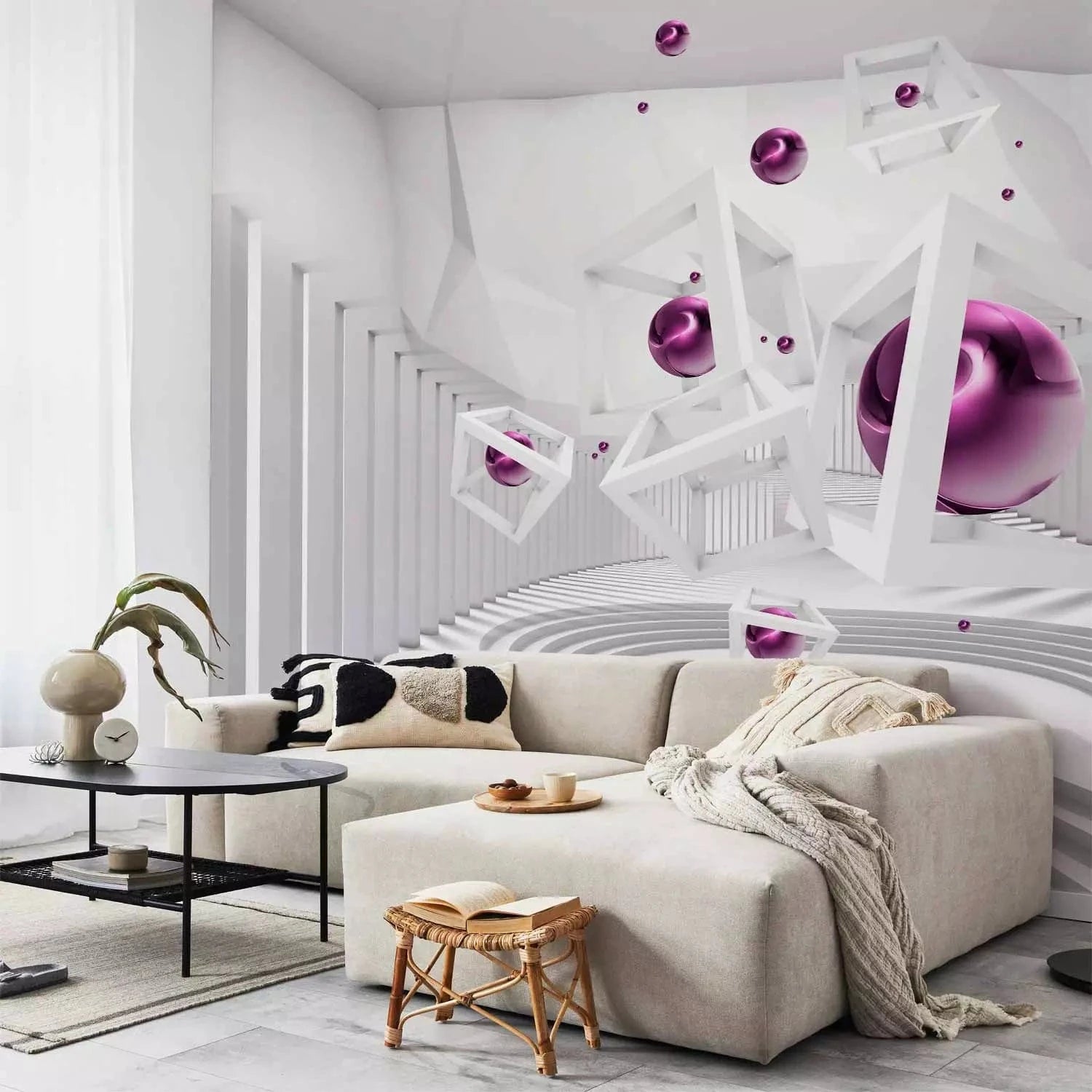 3D fototapetes - Koridors, gaiši pelēkā krāsā - modernam interjeram Tapetenshop.lv