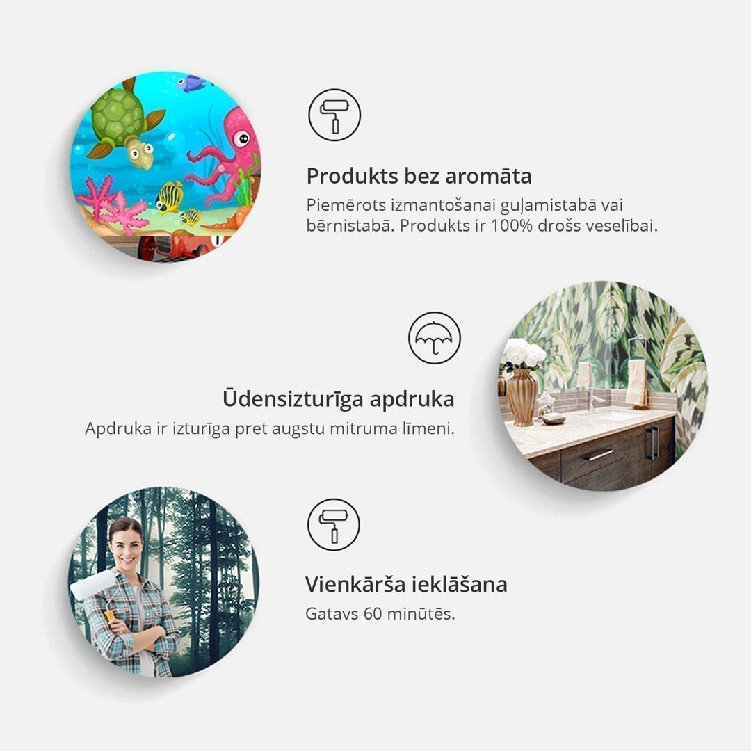 Abstraktas fototapetes ar sfērām un stilizētiem ziediem, rozā G-ART